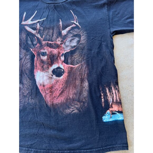 Vintage TNT Trau & Loevner Deer Graphic T-Shirt Black XL 100% Cotton Outdoor Hun - Picture 2 of 5